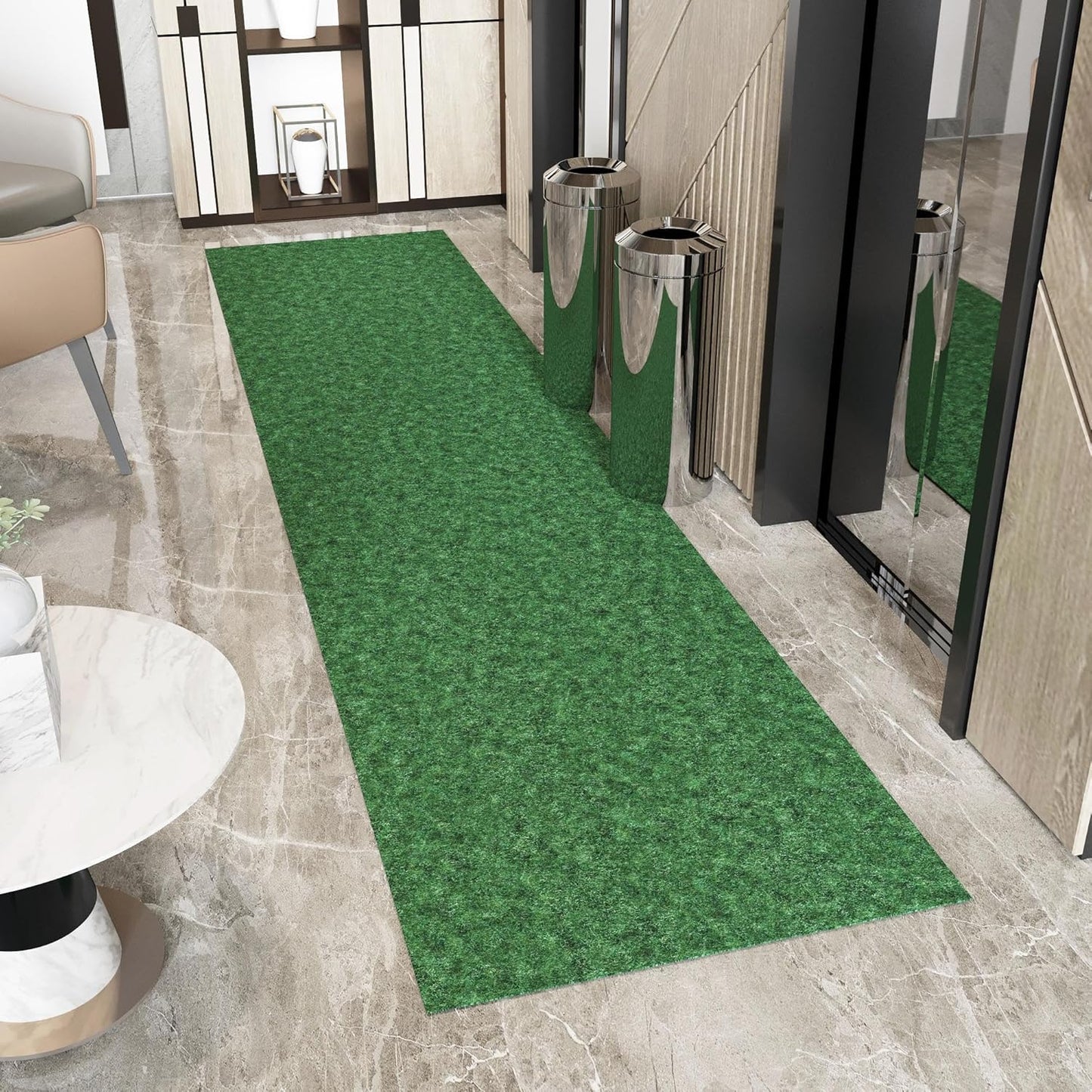 Ottomanson 2'7" x 20' Hallway Runner with Scraper Pile - Extra Durable Non-Slip Rug Mat for Indoor & Outdoor Use - Ideal for Kitchen, Entryway & Garage - High-Traffic Carpet, Green