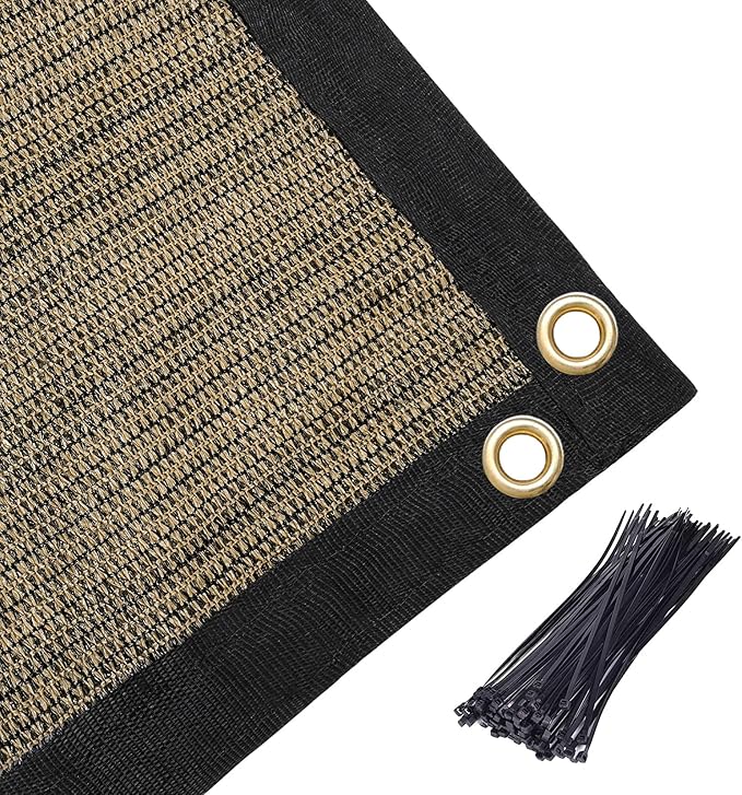 Amagenix 90% Shade Fabric 13'X 13' Mocha Sun Shade Cloth with Grommets for Pergola Replacement Shade Cover Canopy, Heavy Duty, Cable Zip Ties Included (We Customized)